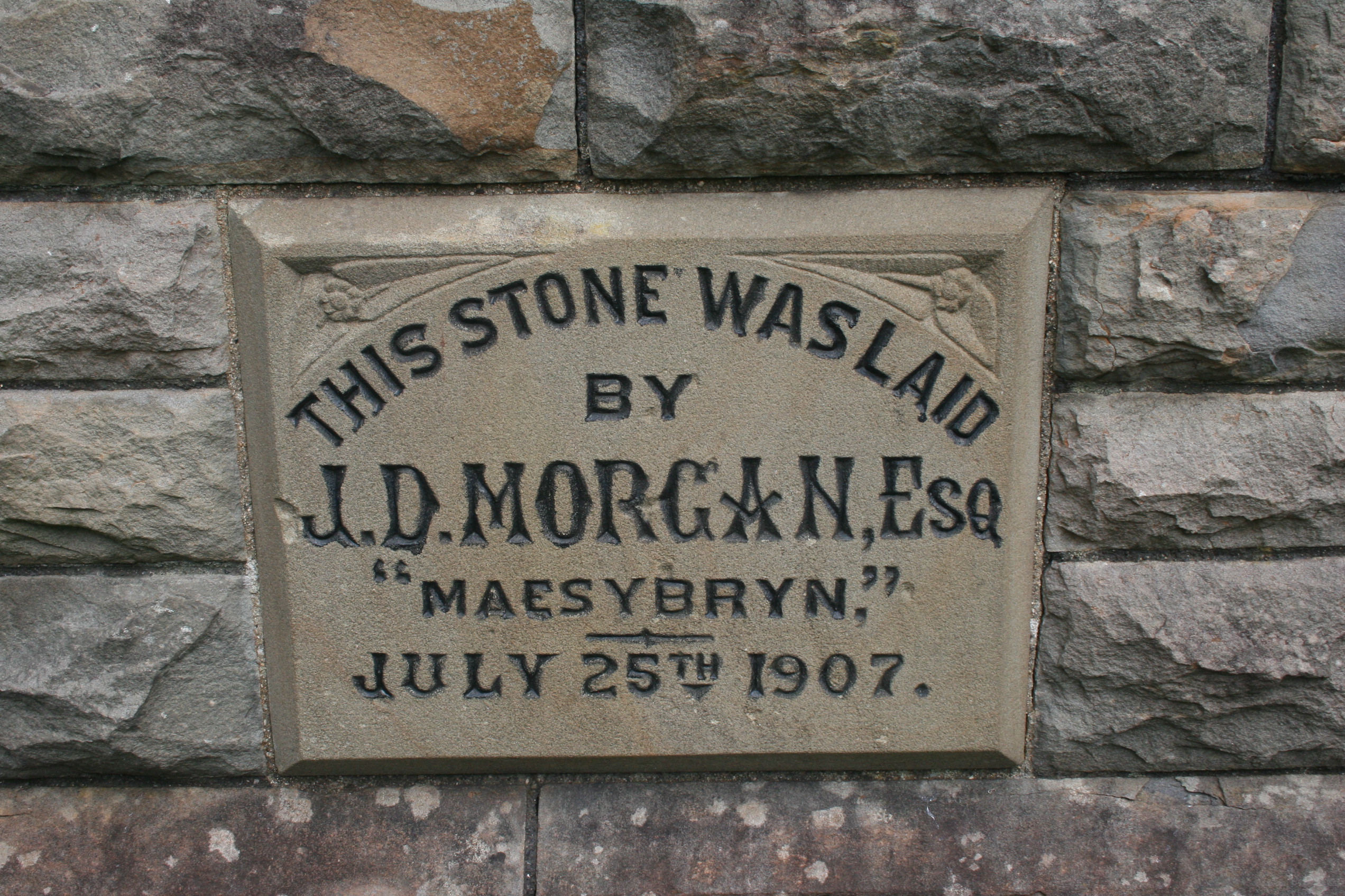 Foundation stone of the English Congregational Church, Ystradgynlais